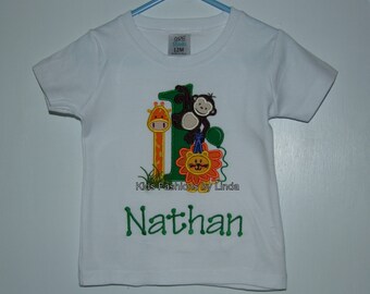 Personalized Applique Zoo Green Boy Short Sleeve Shirt