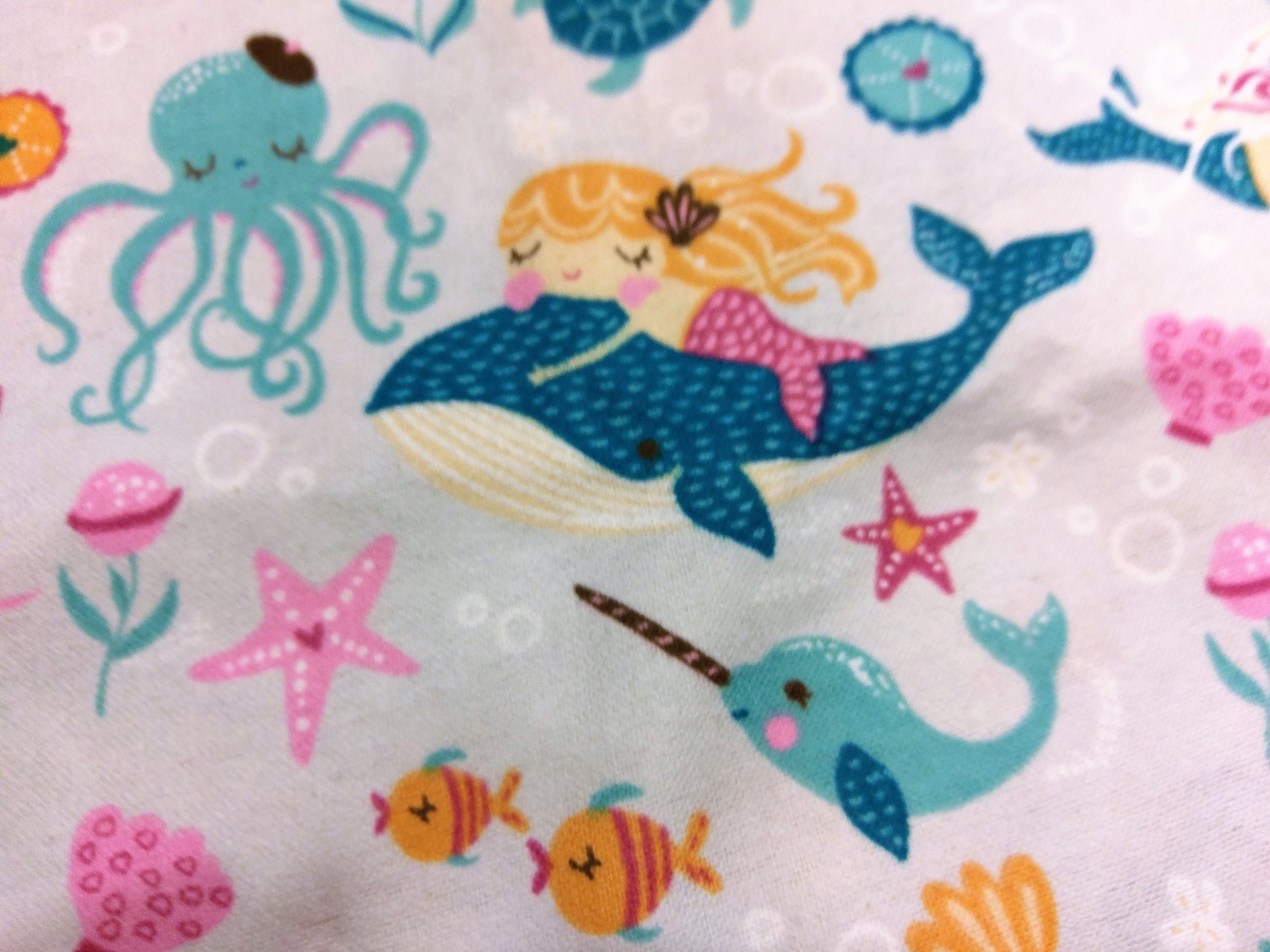 Adorable Mermaid Flannel Fabric Adorable Ocean fabric for Girl