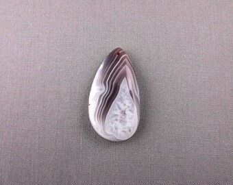 Botswana Agate Pendant Bead Natural Gemstone Druzy Free Form Grey White Destash #17-026