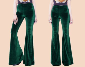 Emerald Green Velvet Bell Bottoms