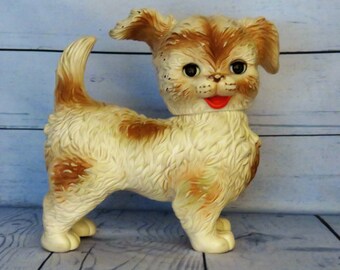 Edward Mobley Puppy, Woofie the Lovable Puppy, Plastic Squeek Dog, Arrow Rubber & Plastic Co., Blinking Eyes, Rubber Squeek Dog Toy