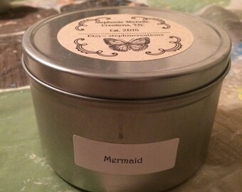 Mermaid 16 ounce Large Tin Soy Candle