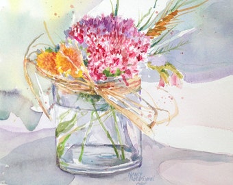 Spring Bouquet Original Watercolor