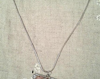 18k White Gold Plated Natural Scallop Seashell Pendant Ocean