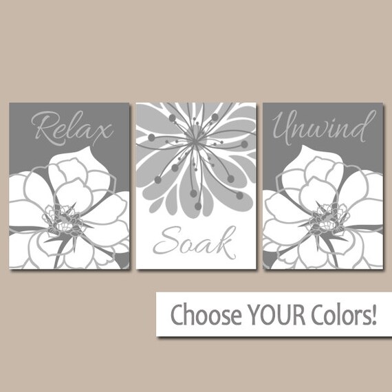 GRAY BATHROOM Wall Art Canvas or Prints Bath Decor Bathroom GRAY BATHROOM Wall Art Canvas or Prints Bath Decor Bathroom