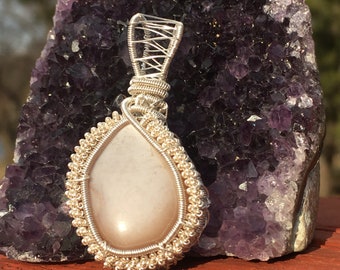 Moonstone wire wrapped pendant, wire wrapped moonstone, moonstone wire wrap, moonstone pendant, moonstone necklace, moonstone jewelry