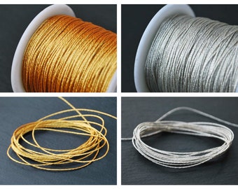 10 meters - Metallic String, GOLD and SILVER, 0.60mm, 0.80mm, 1mm, braided cord, very good quality