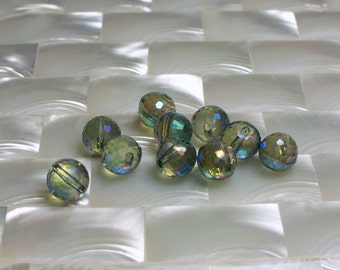 10pcs 8mm Chinese Crystal Green Glass Beads Round Top Drilled Micro faceted Jewelry Jewellery Craft Supplies Fancy