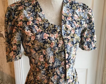 Vintage Laura Ashley Floral Dress and Jacket Size US 10 / UK 14