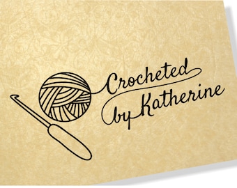 Crocheted by Stamp - Custom name option - 00109