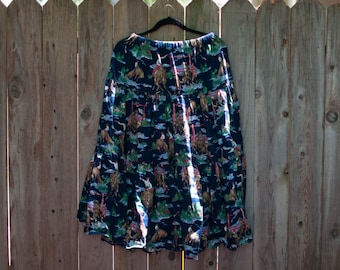 1990's Plus Size Cowboy Horse Western Farm Rodeo Skirt