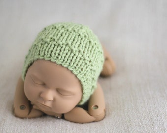 Newborn Bonnet, Photo Prop Bonnet, Ready To Ship Bonnet, Green Bonnet, Baby girl bonnet