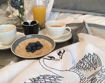 Tea Towels Flour Sack. Cotton Tea Towel. Kitchen Towels. Dish Towels. Screen Printed Tea Towels. Flour sack tea towel. Swans towel.