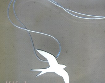 Sterling Silver Swallow Pendant - Handmade