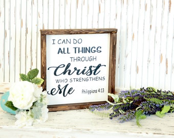 I Can Do All Things Through Christ, Farmhouse Style, Harvest Sign, Rustic Fall Decor, Vintage, Farmhouse, Thanksgiving Decor, Wood Signs
