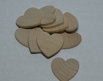 1-1/4" Wood Heart - Set 10 - Unfinished Wood Hearts - 1/8" Thick - Wooden Hearts