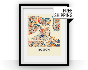 Boston Map Print - Full Color Map Poster