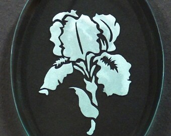 Carved Glass Iris Ornament