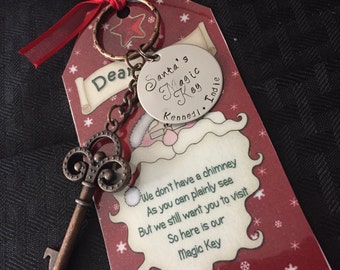 Santa's magic key hand stamped with kids names and poem