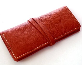 Leather Wallet Bi-Fold Leather Clutch Custom Leather Bag Leather Card Wallet in Whisky Tan color Hand Stitched