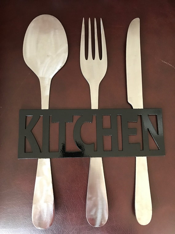 Kitchen Metal Sign Knife Fork And Spoon Wall Decor
