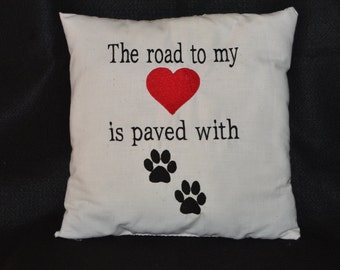 Pets,Embroidered Pillow,Pet Lovers,Furry Family, Throw Pillow,Pet Remembrance,Dogs,Cats,Home Decor,Pawprints