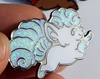 ALOLA VULPIX Pokemon enamel pin with Glitter. Alolan Fox Kitsune Lapel Pin.
