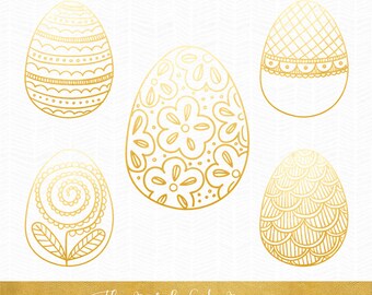 Golden Easter Egg Clipart - INSTANT DOWNLOAD - 9 .PNG Images