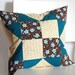 PIF Teal Brown Quilt Block Patchwork Pillow Cover 16-inch - Pay it Forward