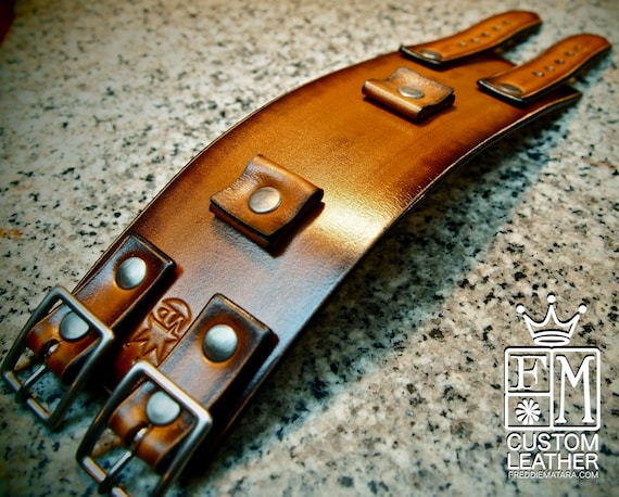 Leather cuff Bracelet watchband Vintage Johnny Depp style wristband Custom Made for YOU in USA by Freddie Matara!