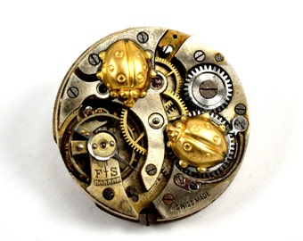 Steampunk Ladybug Pin, Ladybug Brooch, Steampunk Tie Pin, Tie Tack
