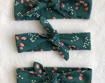 Baby girl head wrap, head wrap, blue head wrap, floral head wrap, cotton headband, cotton head wrap