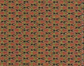 1 Yard Quilt Fabric - Passage to India - Robert Kaufman - Metallic Gold, Black, Red and Green