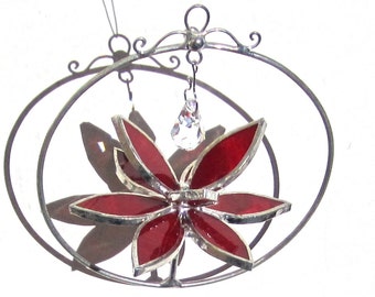 You Pick Any Color and Size - 3D Stained Glass Lotus Spinner - Spinning Flower Suncatcher Ornament Home Decor Wire Crystal (MADE TO ORDER)