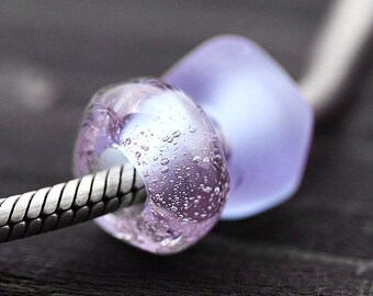 Lilac charm beads Light purple European bracelet beads Lavender large hole beads Handmade Lampwork big hole beads SRA MayaHoney