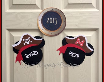 1 Individual Personalized Pirate Mickey OR Minnie Mouse Head Door Magnets