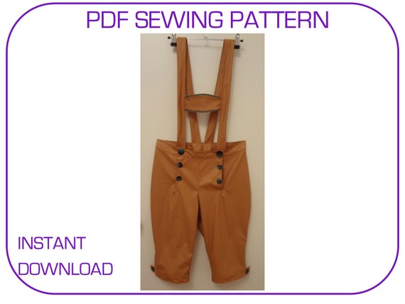 Lederhosen pattern PDF sewing pattern Lederhosen 3 sizes available for waist 28-34 inches