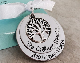SALE Personalized Christmas Ornament family mom dad grandma grandpa with tree of life charm personalized family christmas ornament