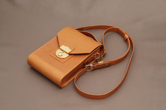 small tan satchel bag
