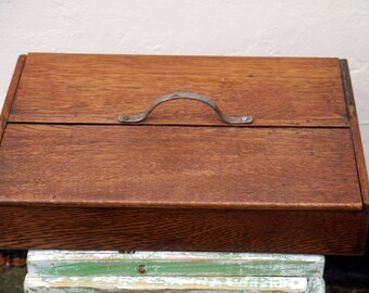 Vintage Oak Cutlery Box, Rich Wooden Cutlery Box, Wooden Cutlery Tray, Wooden Box with Three Compartments