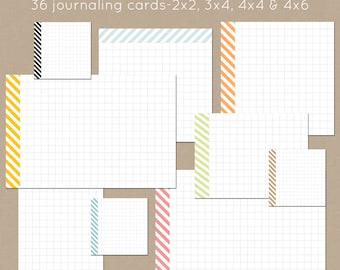 Striped Journalers-Set of 36 Printable Journaling Cards 2x2, 3x4, 4x4, 4x6