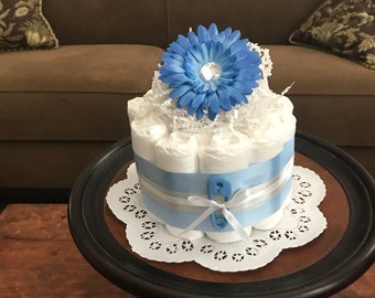 Blue Baby Shower Centerpieces bundt diaper cakes different colors and sizes available too