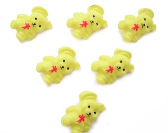 LOT 6 buttons: 26mm yellow bear
