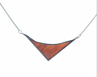 Dark brown stained glass necklace