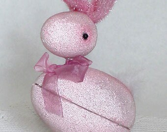 Vintage Pink Easter Bunny Candy Container (Inventory #M2566)