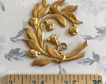 Vintage Lilly of the Valley Finding, Leaf Pendant,2.5", 1Pc