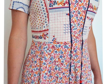 Vintage clothing - 70s Scandinavian look flower folk boho hippy maxi dress XS / SM - vintage dress
