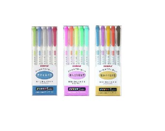 Zebra Mildliner Marker pen 15 Color Set WKT7-5C, WKT7-5C-NC, WKT7-5C-RC Free Shipping from Japan