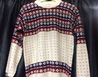 Vintage Christmas Jumper, Sports Sweater, Retro Sweatshirt, Mens Jumper, Oversize Womens, Medium / Large, Wool Jumper