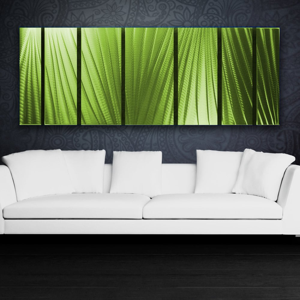 Green Metal Wall Art Panels Contemporary Aluminum Sculpture